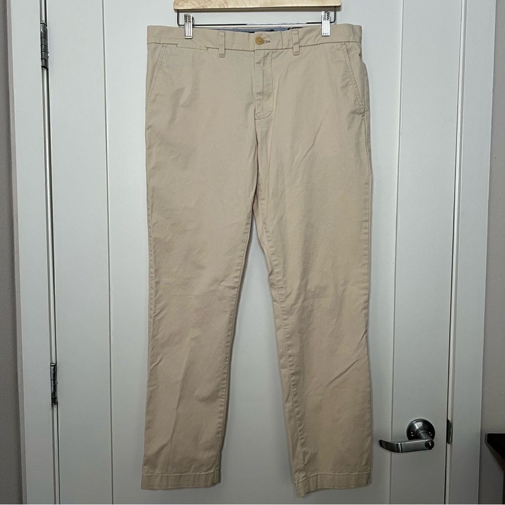 Tommy Hilfiger Pants Mens Size 36x32 Beige Slim Fit Chino Classic Cotton Preppy